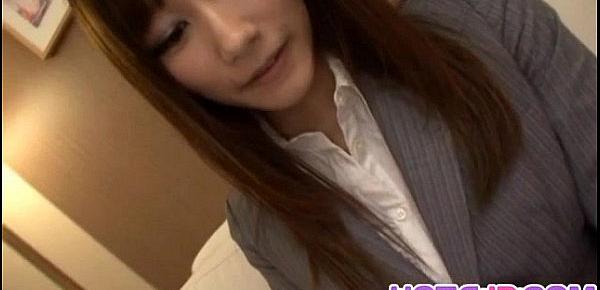  Chika in office suit uses vibrator